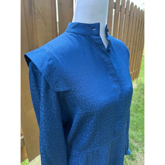 100% Pure Silk Going Places Blue Vintage Dress Size 6 - Picture 3 of 8
